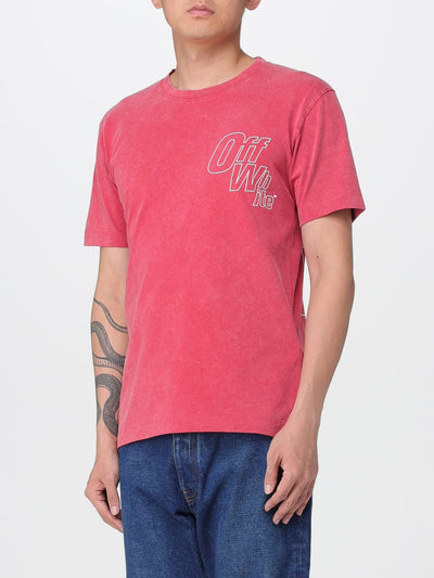 Off-White Men's Red Arrow Logo Cotton Crewneck T-Shirt - Sporty Slim Fit