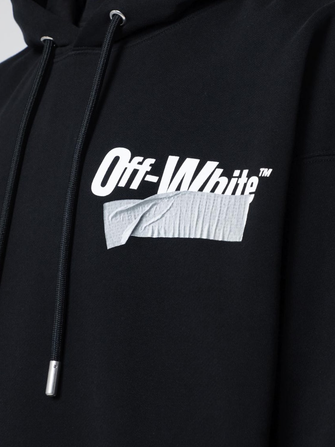 Off-White Men's Black Cotton Graphic Hoodie Jumper - Urban Street Style