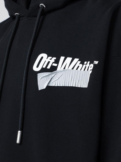 Off-White Men's Black Cotton Graphic Hoodie Jumper - Urban Street Style