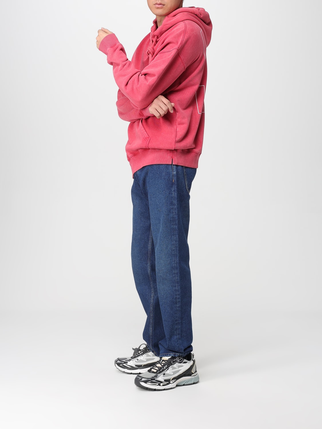 Off-White Men's Multicolor Cotton Hoodie with Signature Arrow Logo