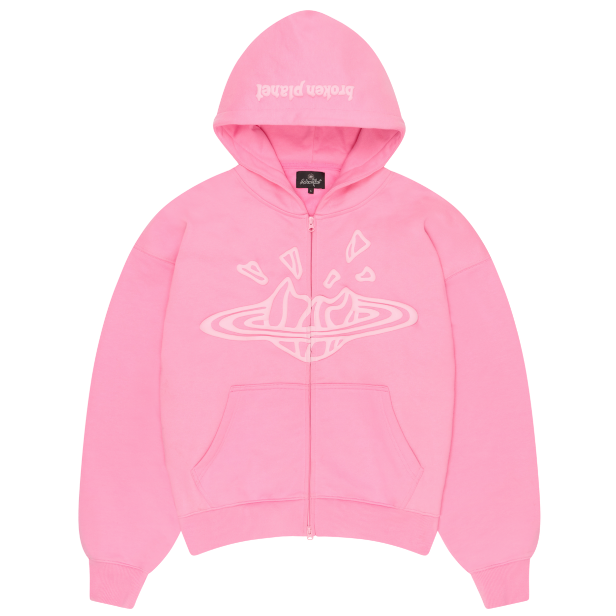 BROKEN PLANET CANDY PINK ZIP UP HOODIE