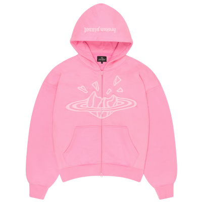 BROKEN PLANET CANDY PINK ZIP UP HOODIE