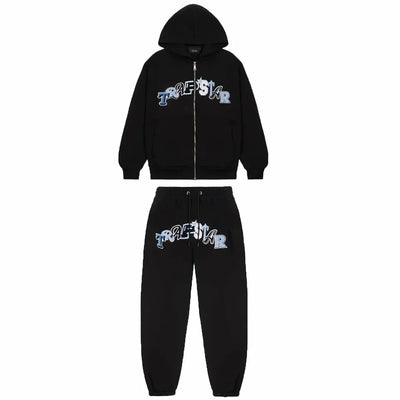 TRAPSTAR LONDON Wildcard Chenille Hoodie Tracksuit - Black/Blue Edition