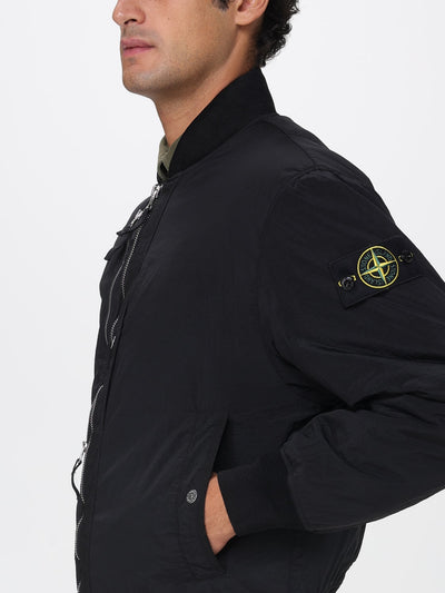 Men's Stone Island Nylon Metal Bomber Jacket - Black, Lightweight & Stylish
