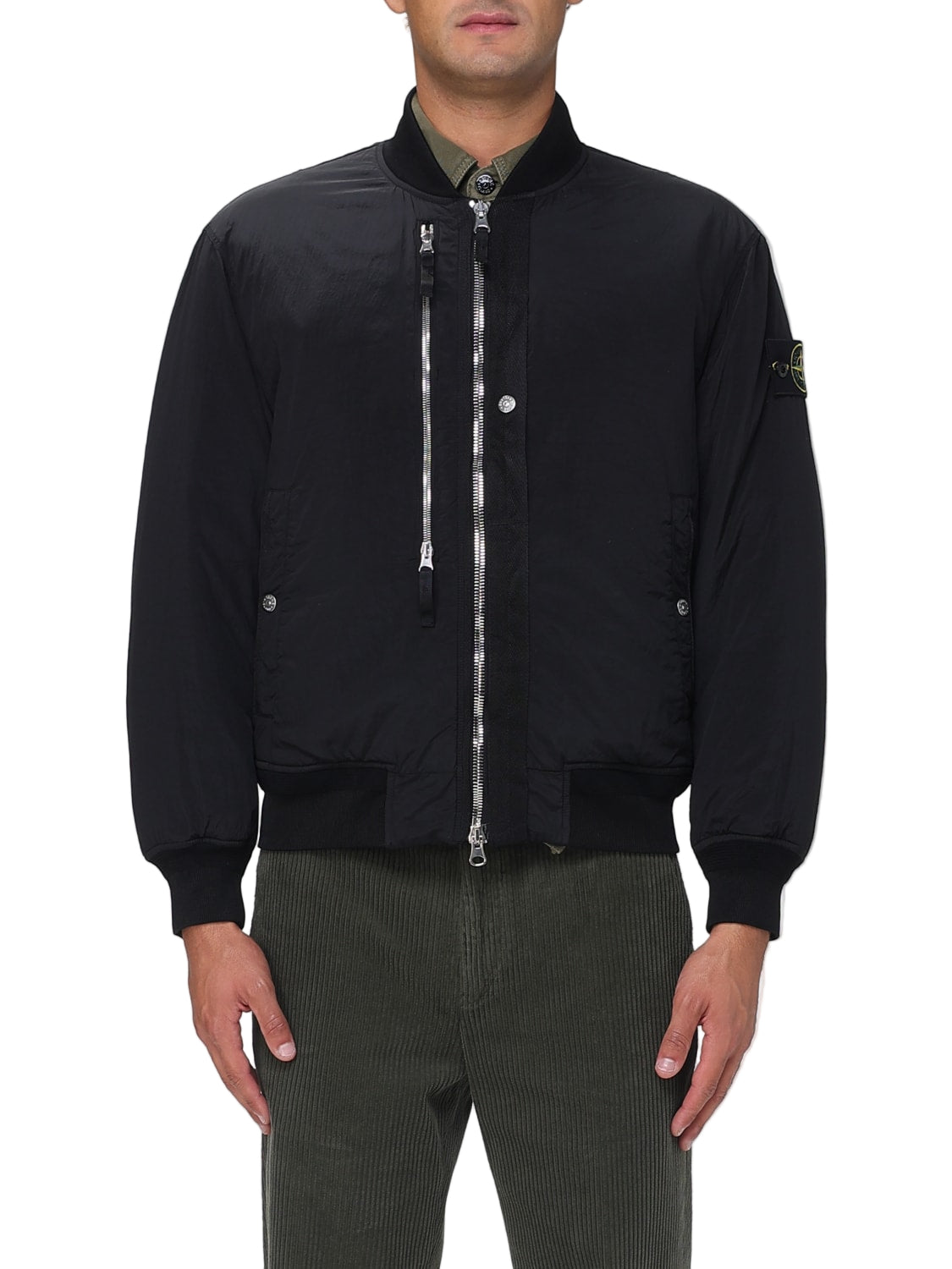 Men's Stone Island Nylon Metal Bomber Jacket - Black, Lightweight & Stylish