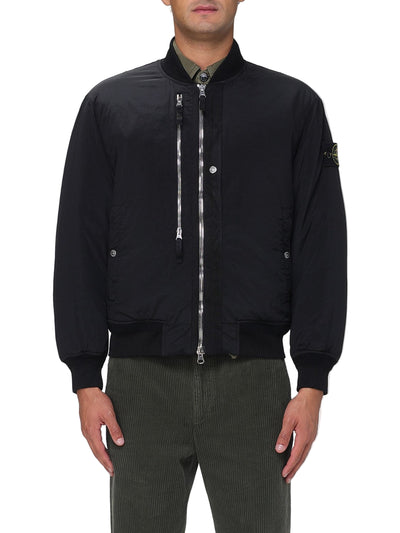 Men's Stone Island Nylon Metal Bomber Jacket - Black, Lightweight & Stylish
