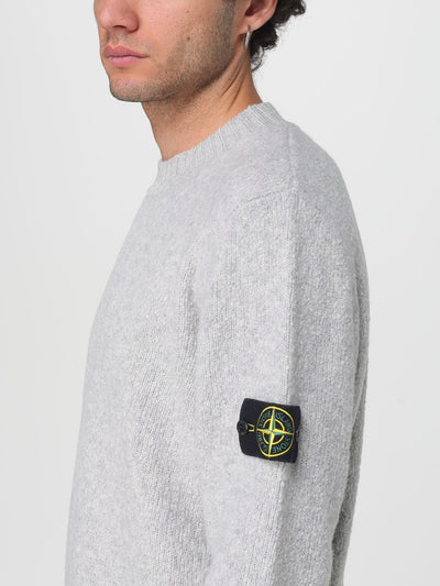 Stone Island Men's Premium Grey Wool Blend Crewneck Jumper