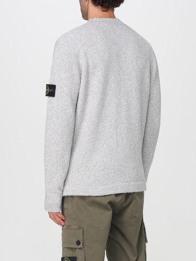 Stone Island Men's Premium Grey Wool Blend Crewneck Jumper
