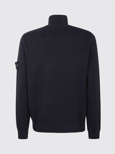 Stone Island Men's Black Turtleneck Jumper - Premium Cotton Ribbed Knit