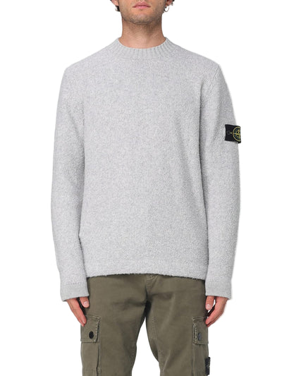 Stone Island Men's Premium Grey Wool Blend Crewneck Jumper