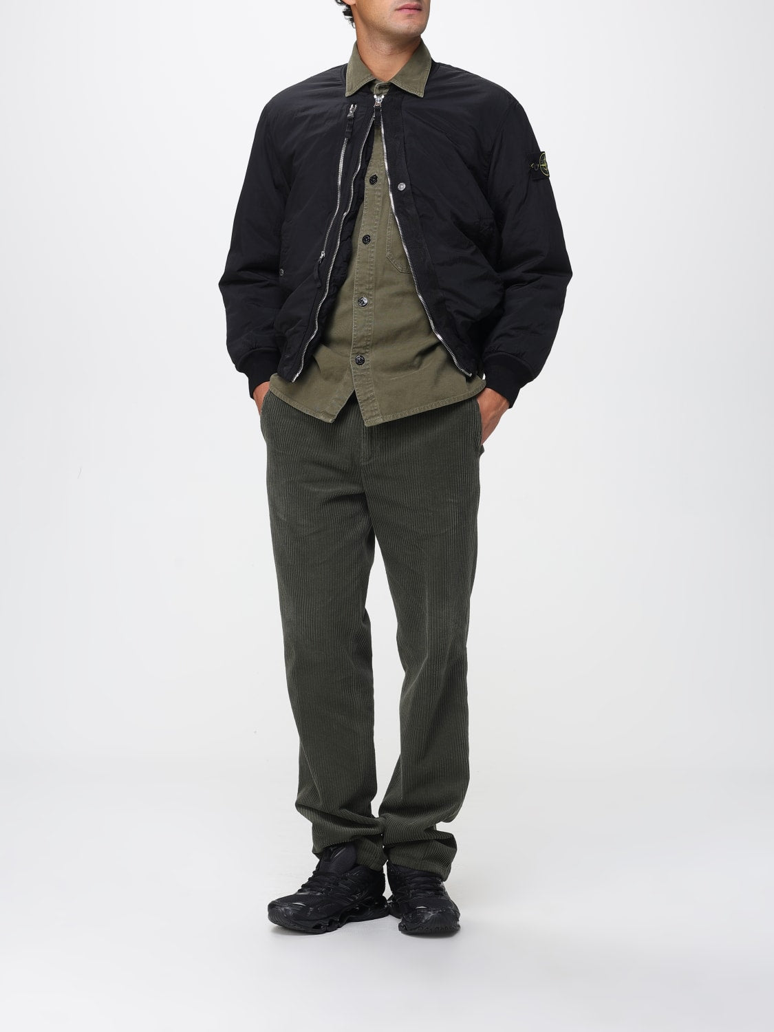 Men's Stone Island Nylon Metal Bomber Jacket - Black, Lightweight & Stylish