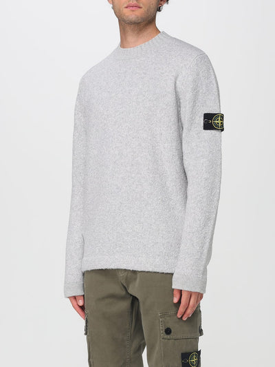 Stone Island Men's Premium Grey Wool Blend Crewneck Jumper