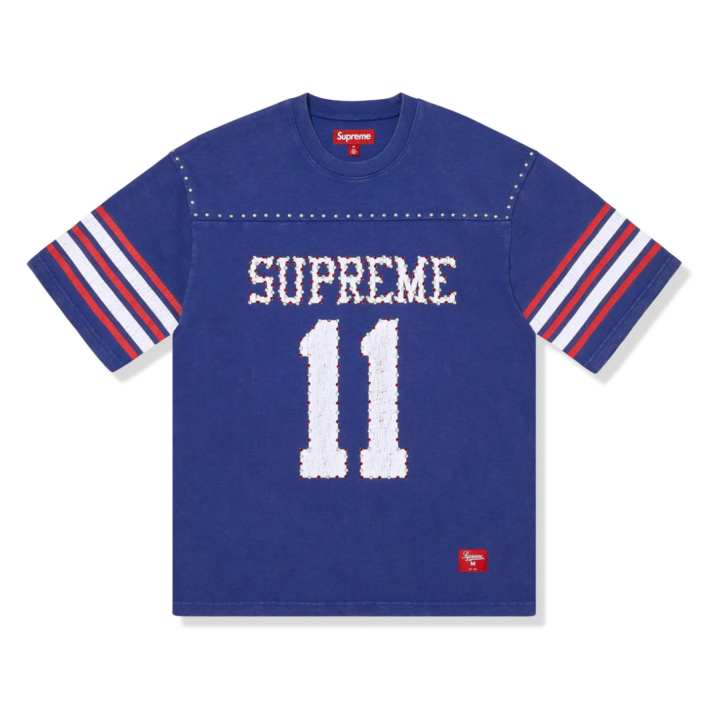 トップス SUPREME Studded Football Top Supreme Studded Football Blue Top – Blue Streetwear Tee – Royal