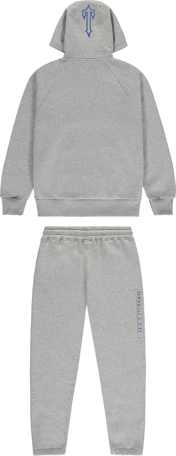 TRAPSTAR CHENILLE DECODED HOODED TRACKSUIT GREY BLUE