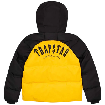 Trapstar Irongate AW23 Hooded Puffer Jacket - Black/Yellow