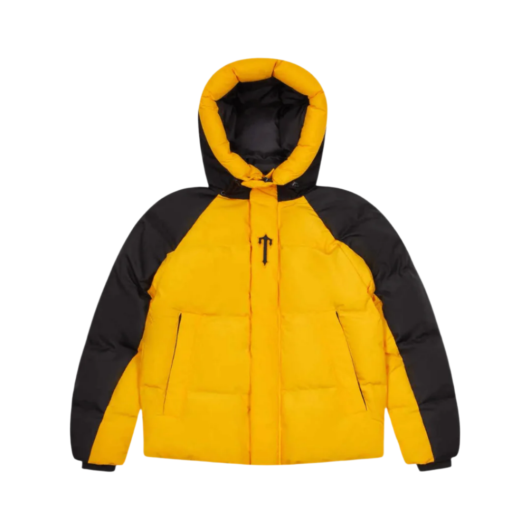 Trapstar Irongate AW23 Hooded Puffer Jacket - Black/Yellow