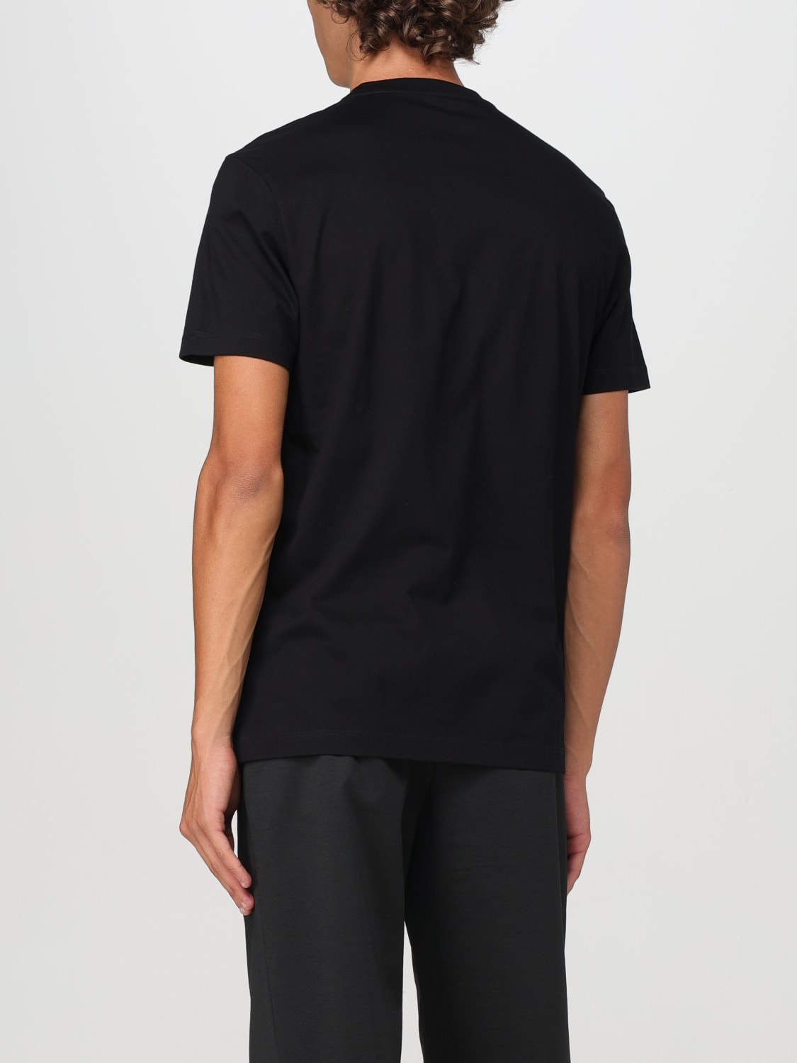 Versace Men's Black Slim Fit Cotton T-Shirt with Iconic Contrasting Logo