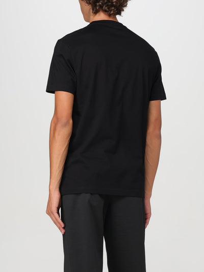 Versace Men's Black Slim Fit Cotton T-Shirt with Iconic Contrasting Logo