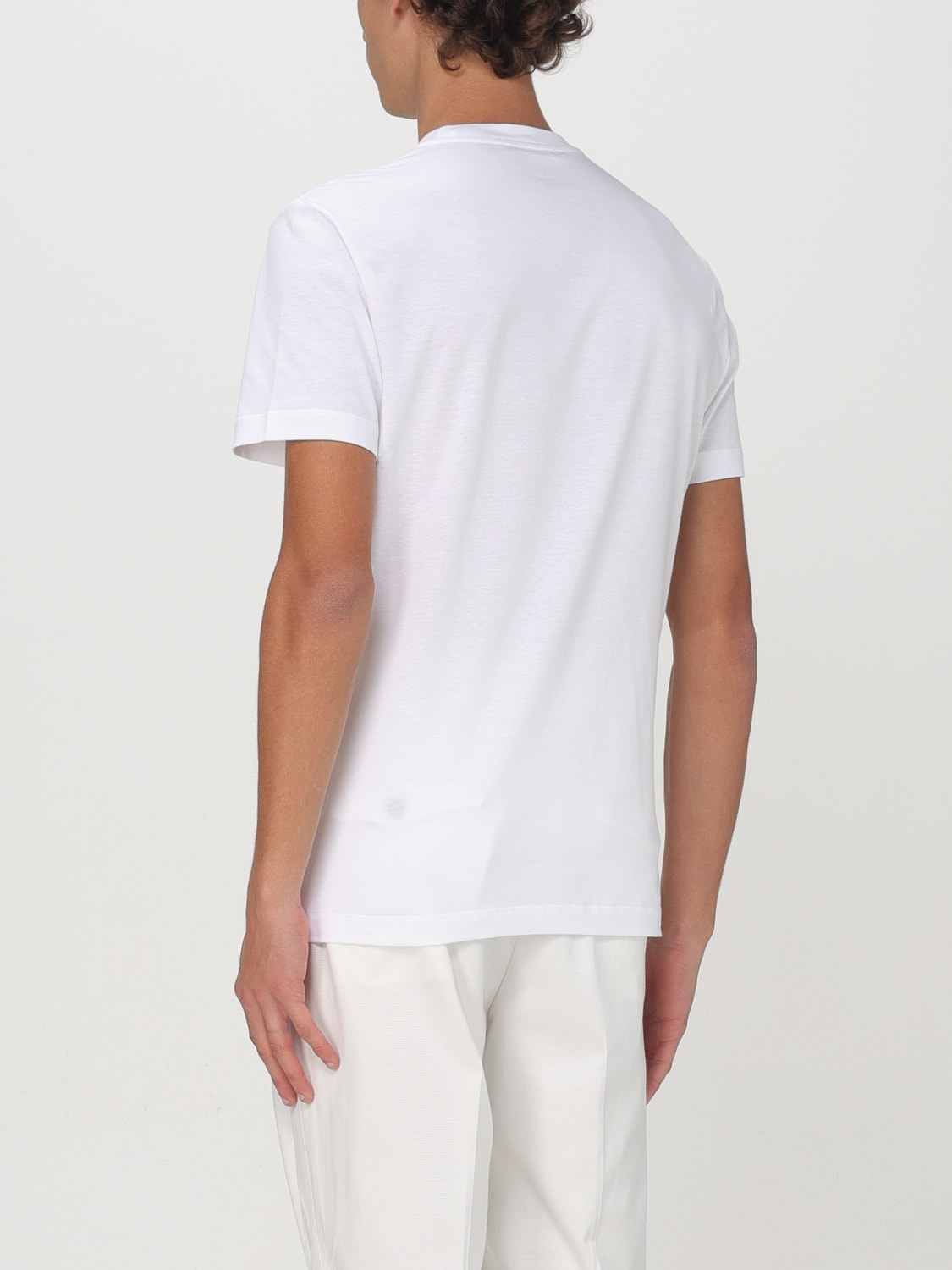 Versace Men's White Cotton Crewneck T-Shirt with Bold Logo Print