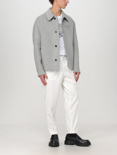 Versace Men's White Cotton Crewneck T-Shirt with Bold Logo Print