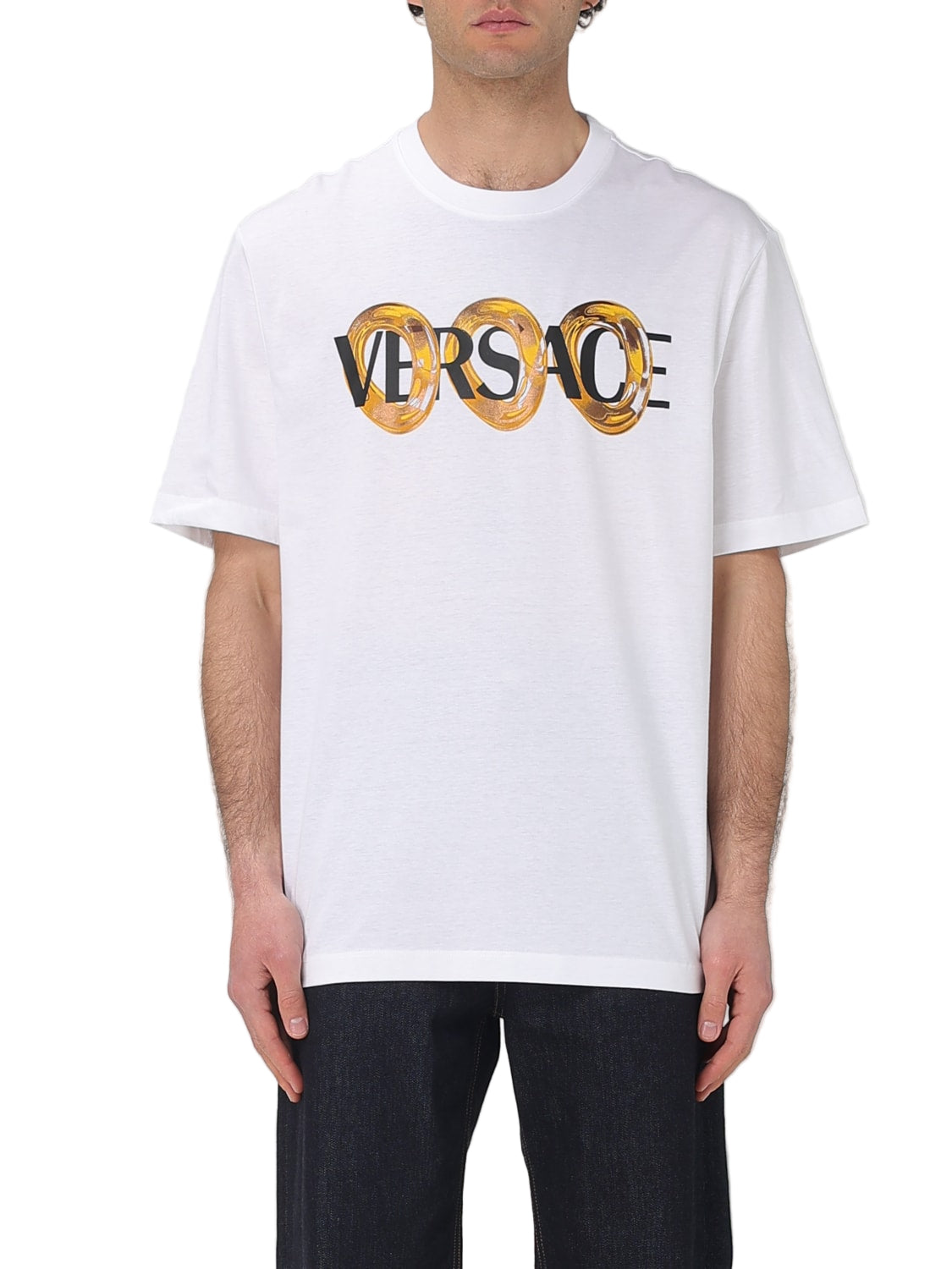 Versace Men's White Medusa Logo Cotton Crewneck T-Shirt – Luxury Designer Tee