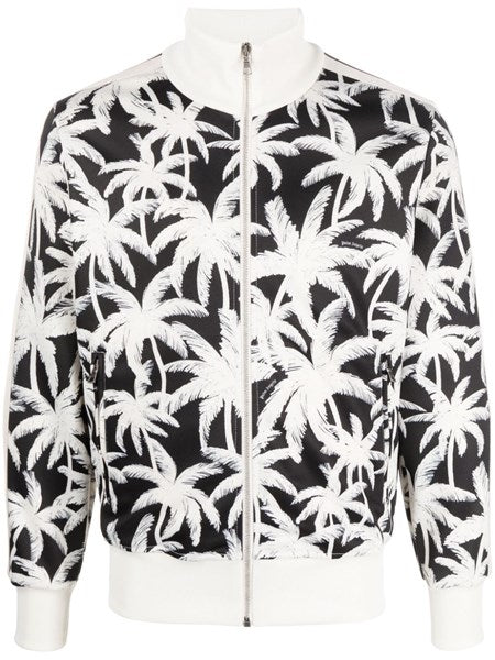 Palm Angels Palm print zip up sweater
