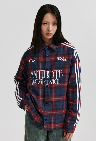 ANTIDOTE Sports Style Pattern Plaid Shirt Jacket