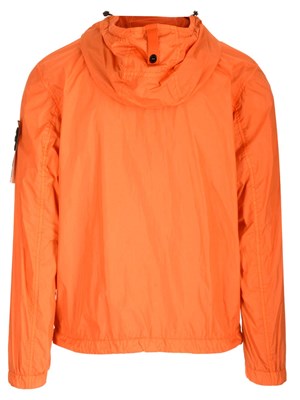 STONE ISLAND Crinkled fabric jacket orange