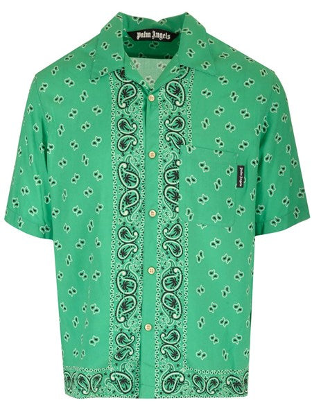 Palm Angels Bowling shirt green bandana