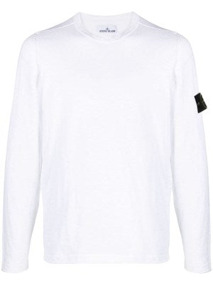 STONE ISLAND white crew-neck sweater