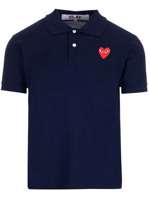 COMME DES GARCONS PLAY Heart patch polo shirt navy