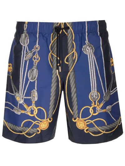 Versace Blue silk shorts print