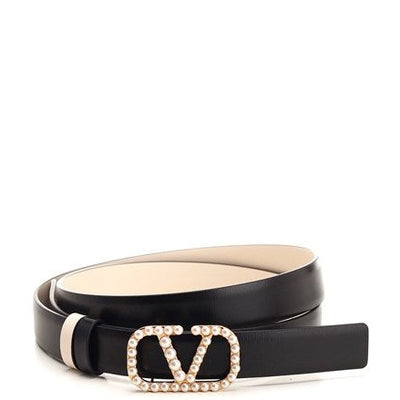 Valentino Garavani Reversible "vlogo" belt with pearls for Women