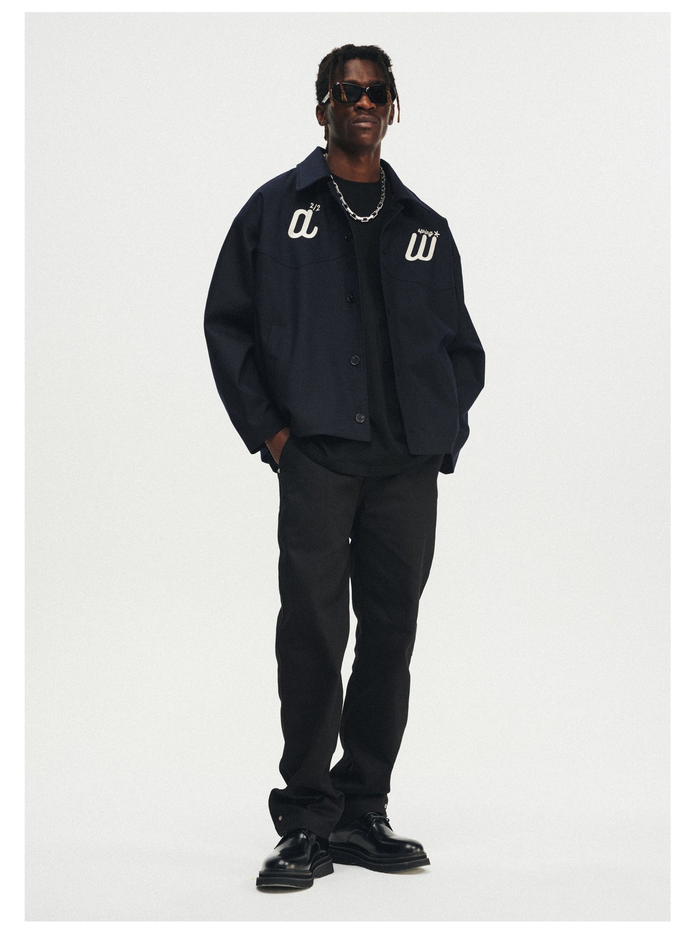ANTIDOTE Letter Logo Embroidered Loose Jacket