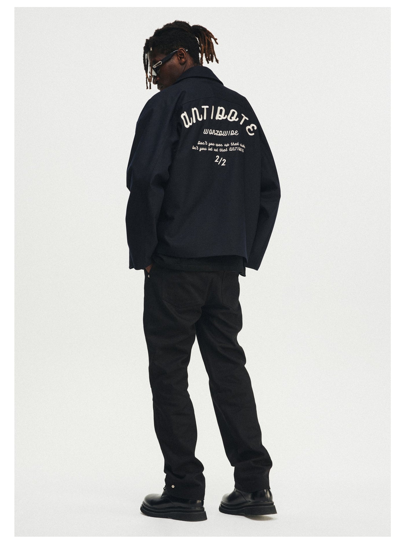ANTIDOTE Letter Logo Embroidered Loose Jacket