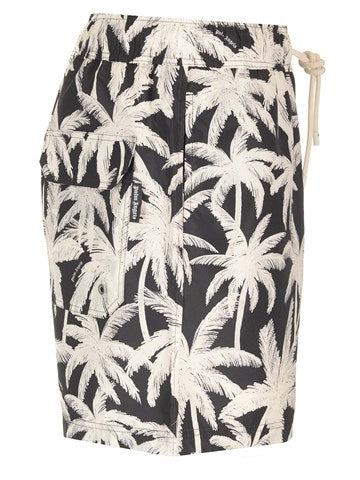 Palm Angels Swim shorts palm print black/beige