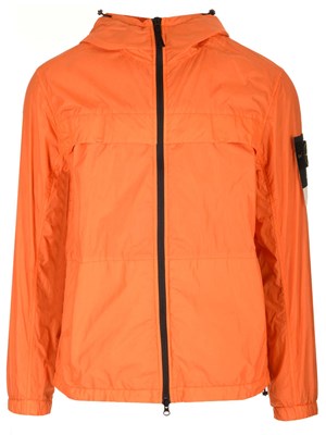 STONE ISLAND Crinkled fabric jacket orange