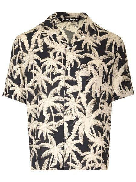 Palm Angels Palm print shirt beige/black