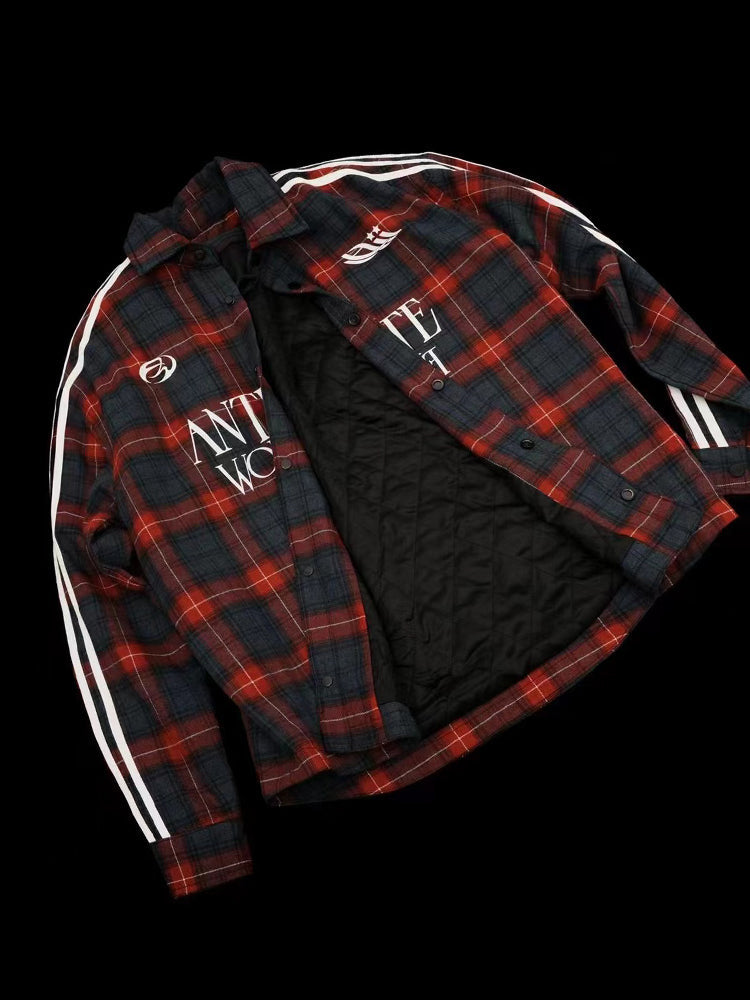 ANTIDOTE Sports Style Pattern Plaid Shirt Jacket