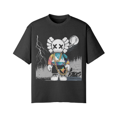 STREET RATS KAWS MOON T-SHIRT BLACK